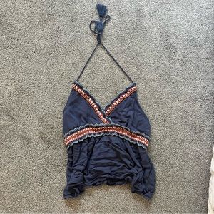 Crochet knit seam halter top